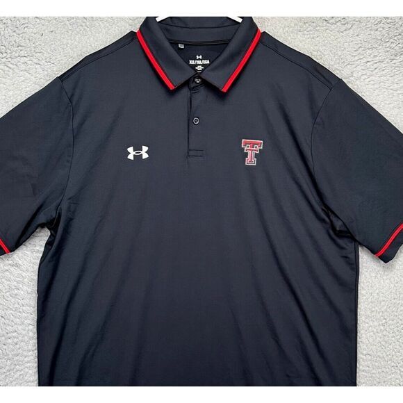 Texas Tech Red Raiders Shirt Mens XLT Tall Black Polo Stretch Rugby Under Armour